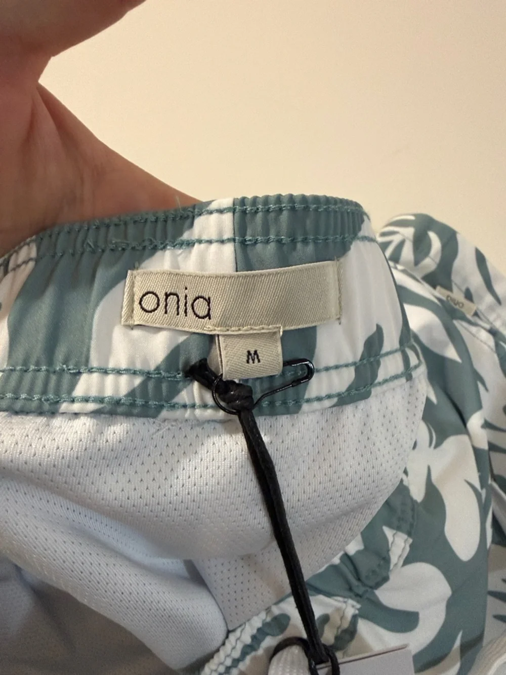 Onia Teal and White Floral Swim Board Shorts